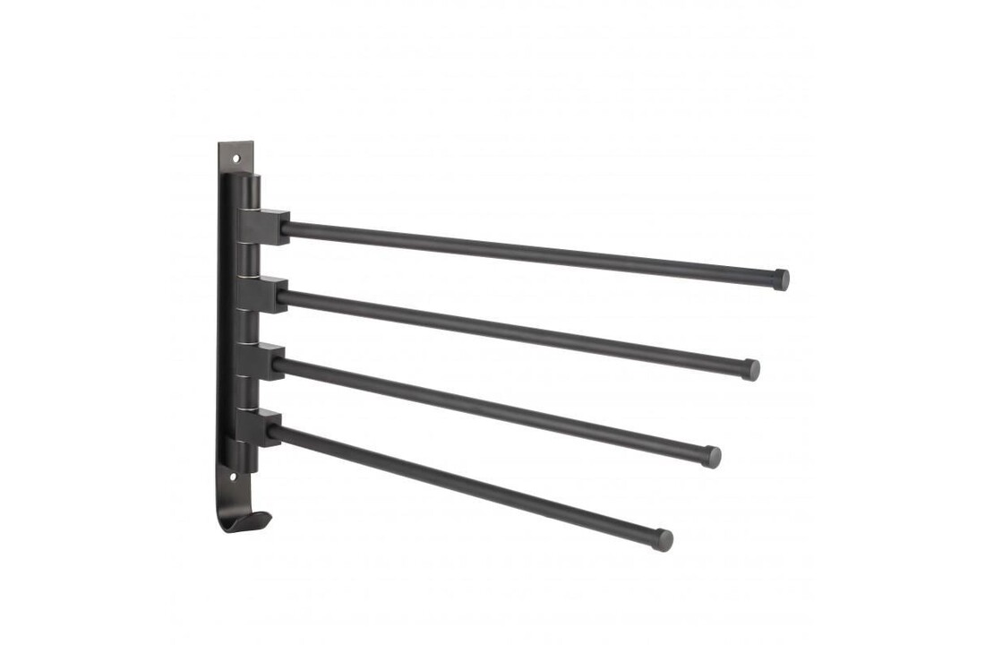 Zwart Handdoekenrek Wandmontage 4 Draaibare Armen 38,5x24 cm