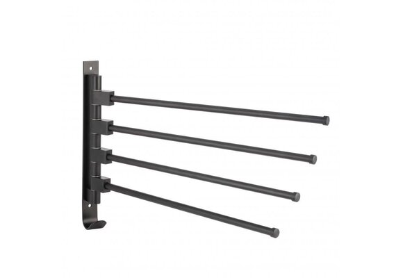 Zwart Handdoekenrek Wandmontage 4 Draaibare Armen 38,5x24 cm