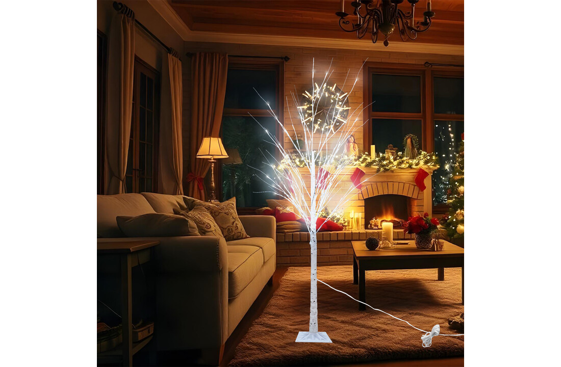 Witte Kunstboom Kerst 180cm - LED Verlichting Binnen/Buiten