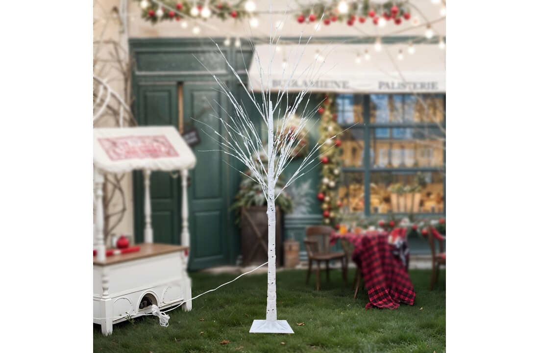 Witte Kunstboom Kerst 180cm - LED Verlichting Binnen/Buiten