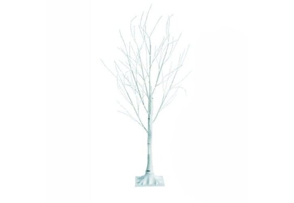 Kerstboom met LED verlichting 180 cm wit kunststof berkenstijl