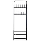 Kledingrek schoenenopslag - Kapstok met 3 planken - Zwart metaal 66x28x190 cm