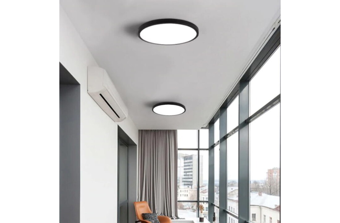 Moderne plafondlamp zwart rond 40cm metaal