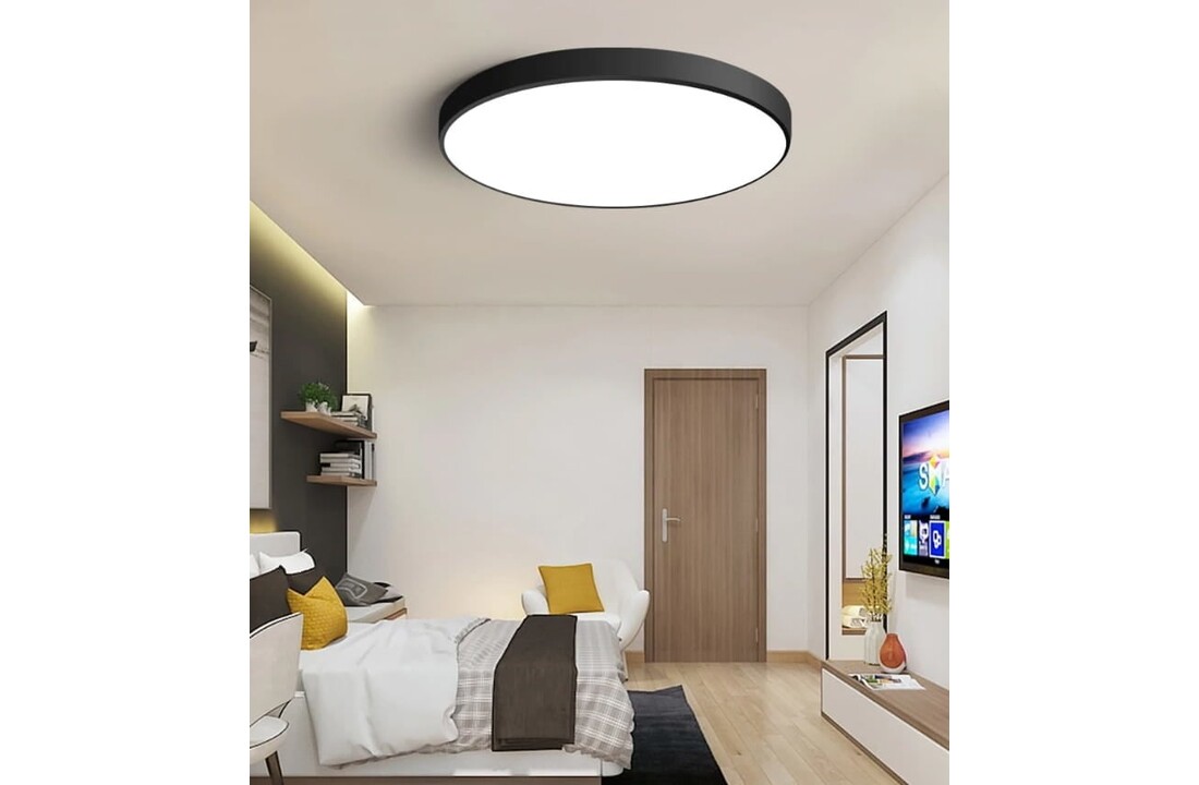 Moderne plafondlamp zwart rond 40cm metaal