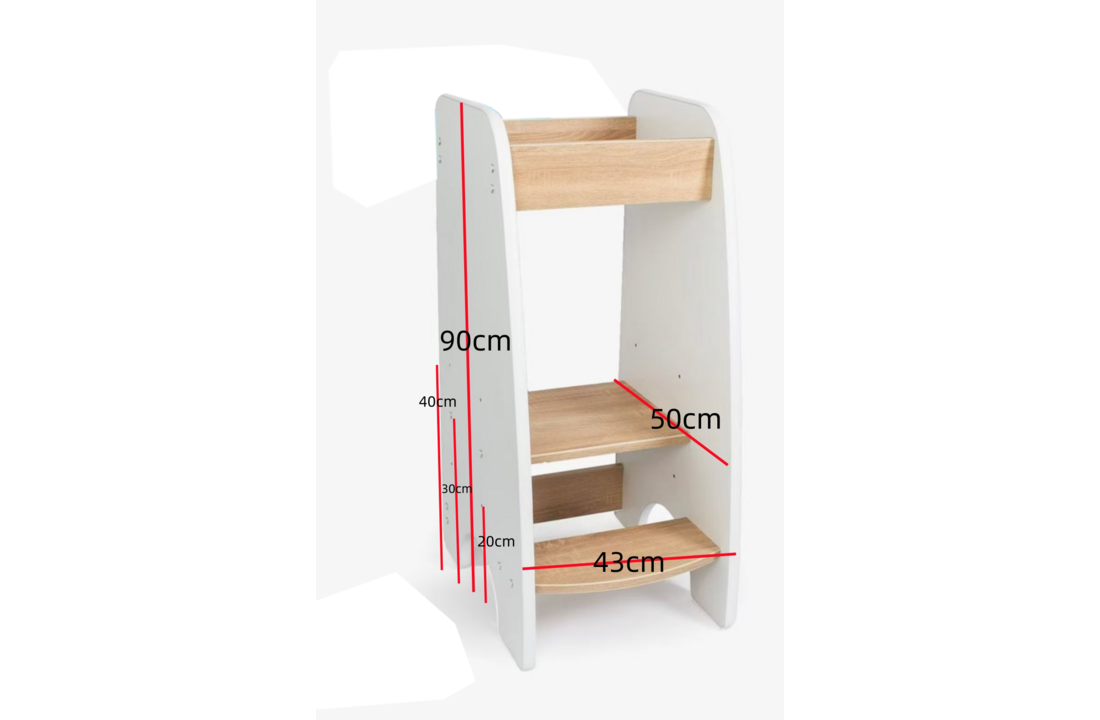 Leertoren keuken - In hoogte verstelbaar, 43x50x90 cm, Spaanplaat