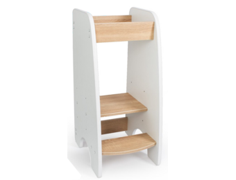 Opstapje kind keuken: Leertoren verstelbaar (90cm hoog) - Wit