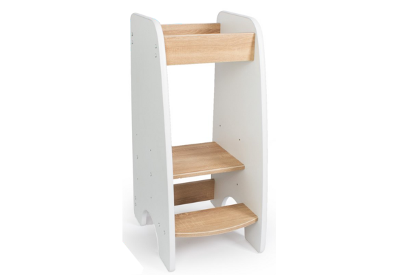 Opstapje kind keuken: Leertoren verstelbaar (90cm hoog) - Wit