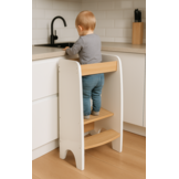 Opstapje kind keuken: Leertoren verstelbaar (90cm hoog) - Wit