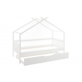 Wit huisje bed 90x200 cm - Grenenhout met logeerbed