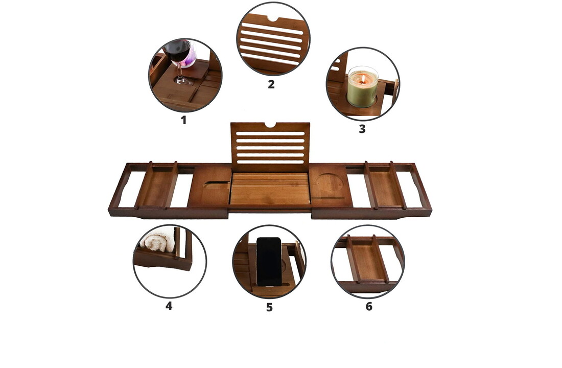 Badplank bamboe - 75-110x23cm - Naturel