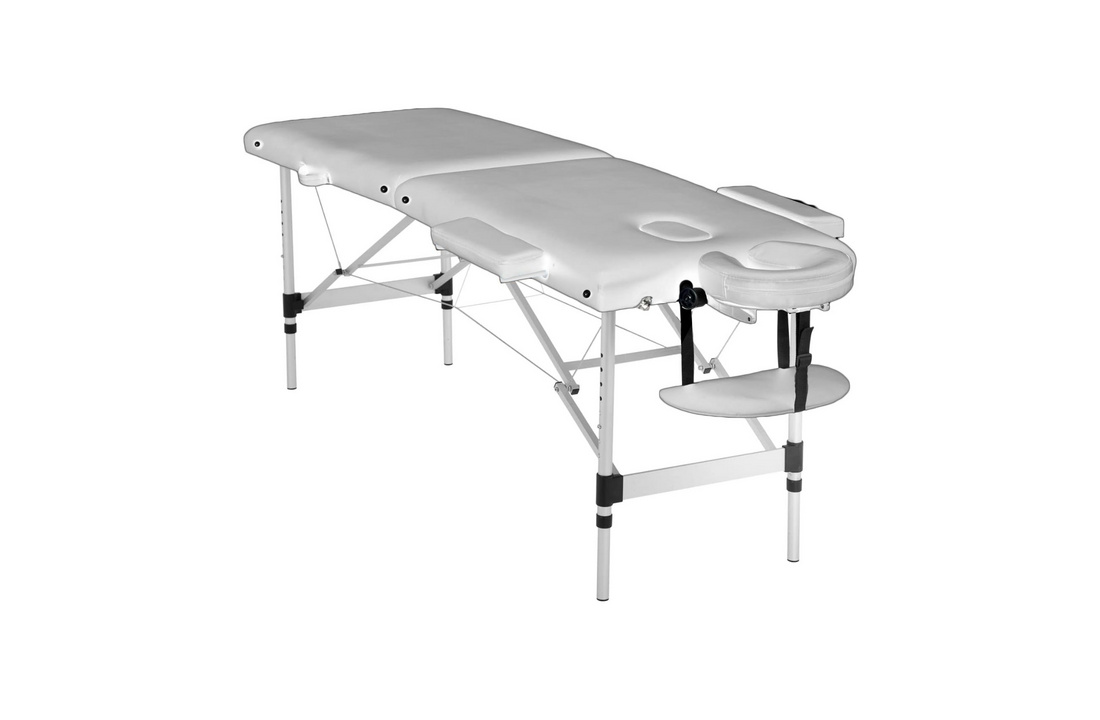 Inklapbare massagetafel - Aluminium, 185x70cm, Wit