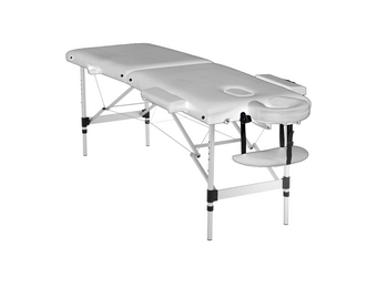 Draagbare massagetafel wit, 2-delig, aluminium, 185x70x61-85 cm