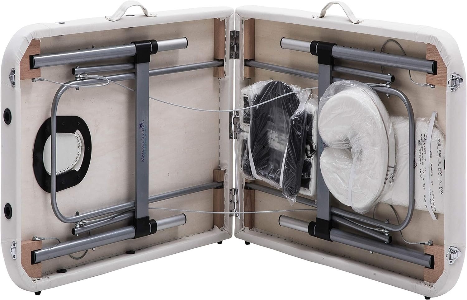 Draagbare massagetafel wit, 2-delig, aluminium, 185x70x61-85 cm