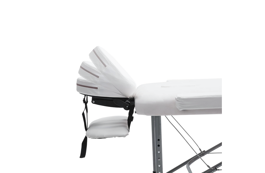 Draagbare massagetafel wit, 2-delig, aluminium, 185x70x61-85 cm