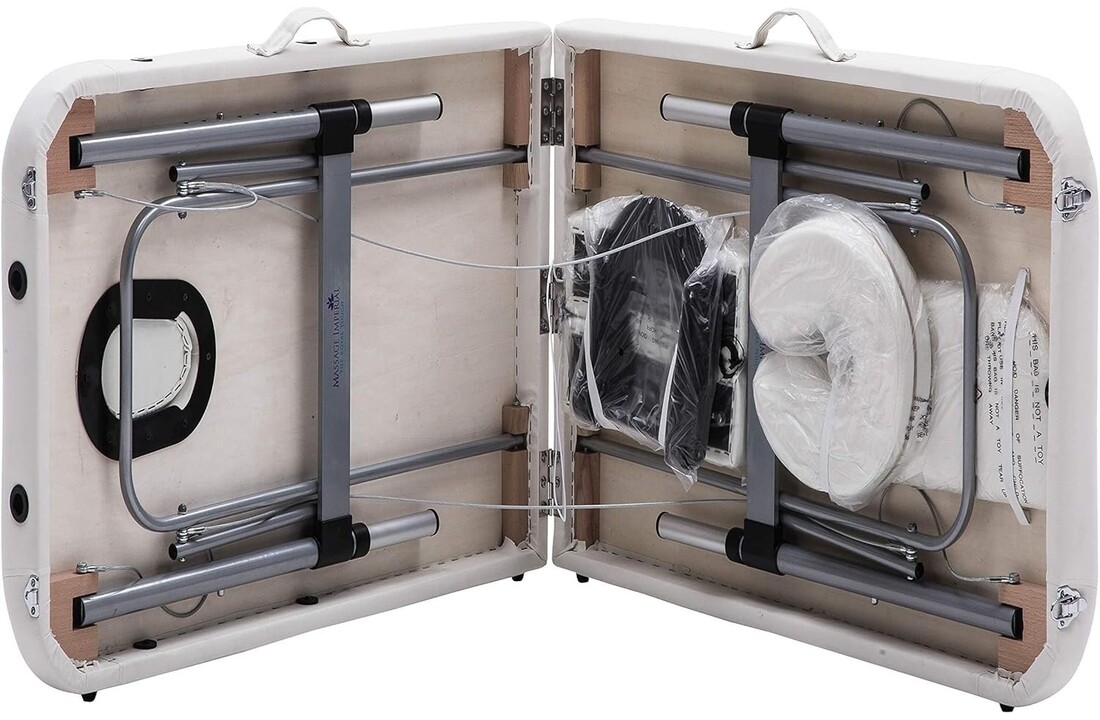 Massagetafel met gezichtsgat – Inklapbaar, Wit Aluminium, 185x70cm