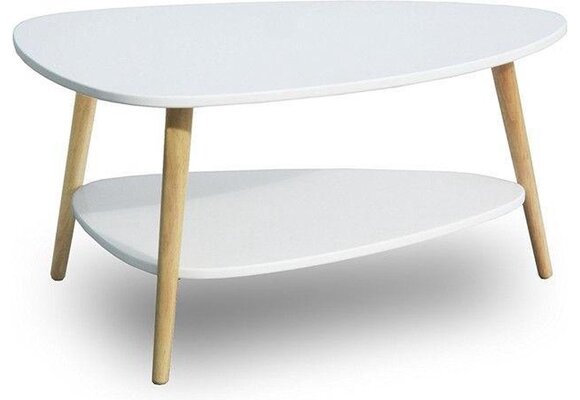 Witte salontafel druppelvorm - Hout 90x67x45 cm - 2 bladen