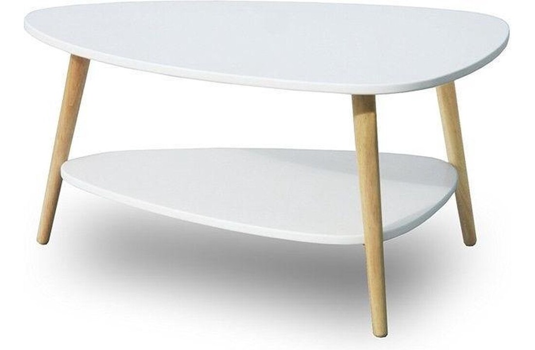 Witte salontafel druppelvorm - Hout 90x67x45 cm - 2 bladen