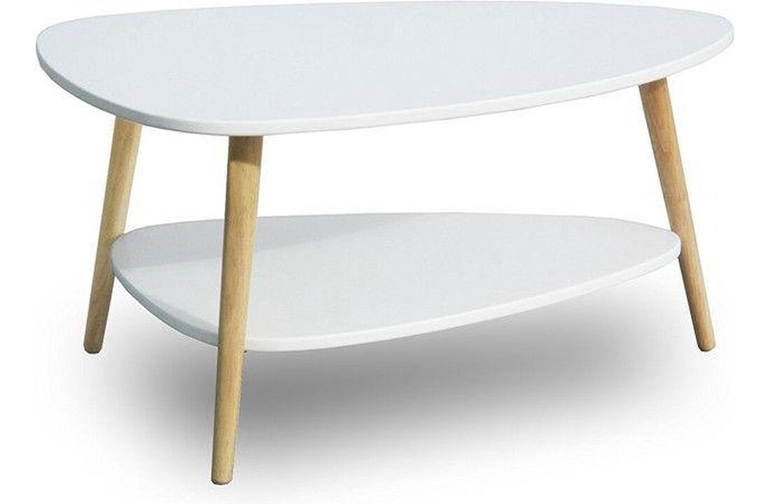 Ronde salontafel hout wit - 90x67x45 cm - Hout