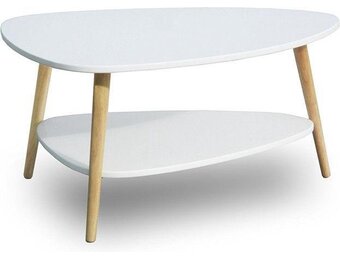 Ronde salontafel hout wit - 90x67x45 cm - Hout