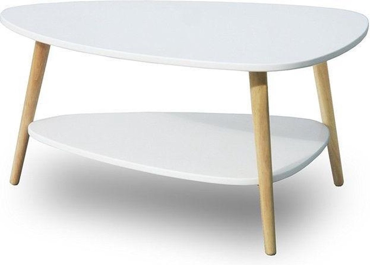 Ronde salontafel hout wit - 90x67x45 cm - Hout