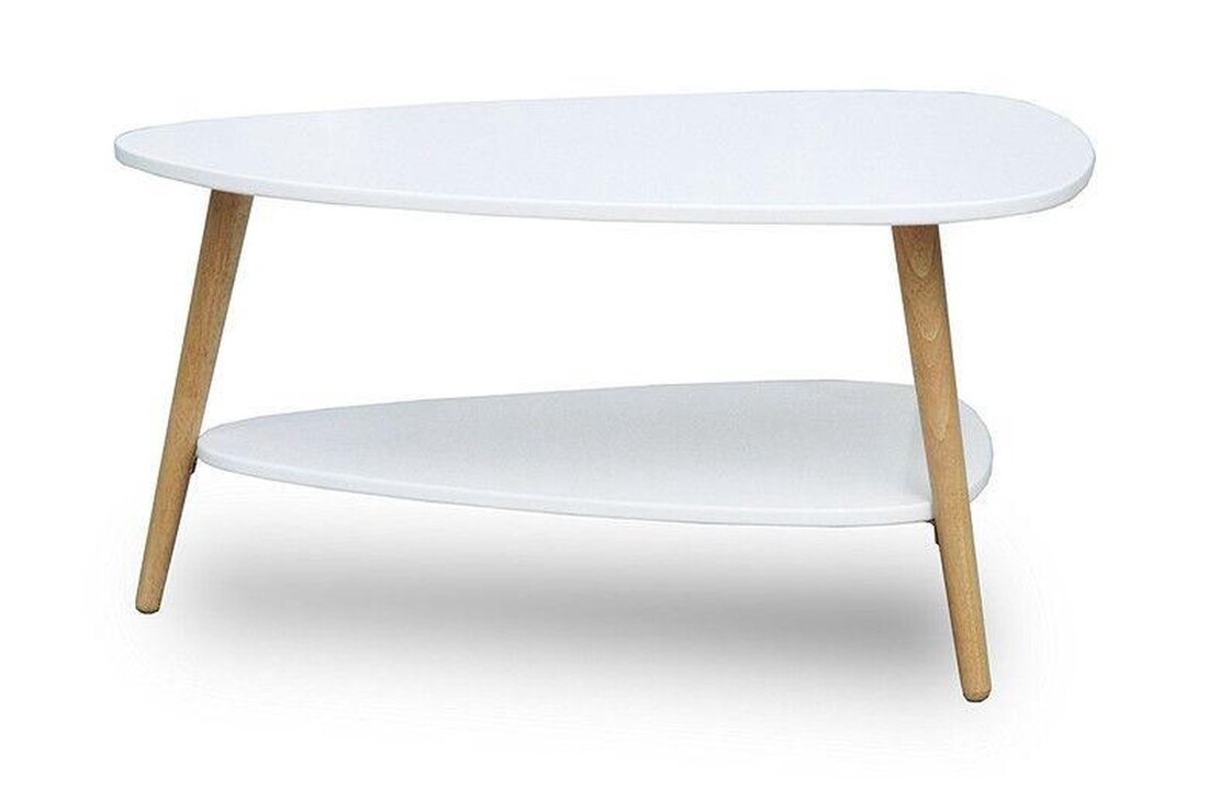 Ronde salontafel hout wit - 90x67x45 cm - Hout