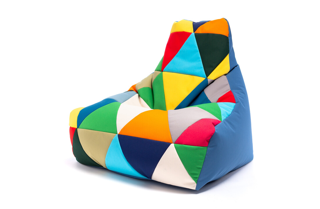 Patchwork zitzak outdoor - KEIKO - 100x80x85 cm - Multicolor/blauw