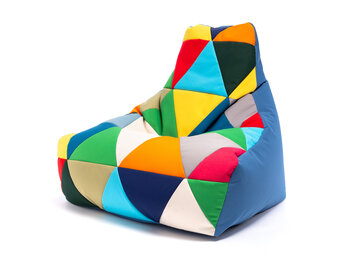 Patchwork zitzak outdoor - KEIKO - 100x80x85 cm - Multicolor/blauw