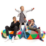 Patchwork zitzak outdoor - KEIKO - 100x80x85 cm - Multicolor/blauw