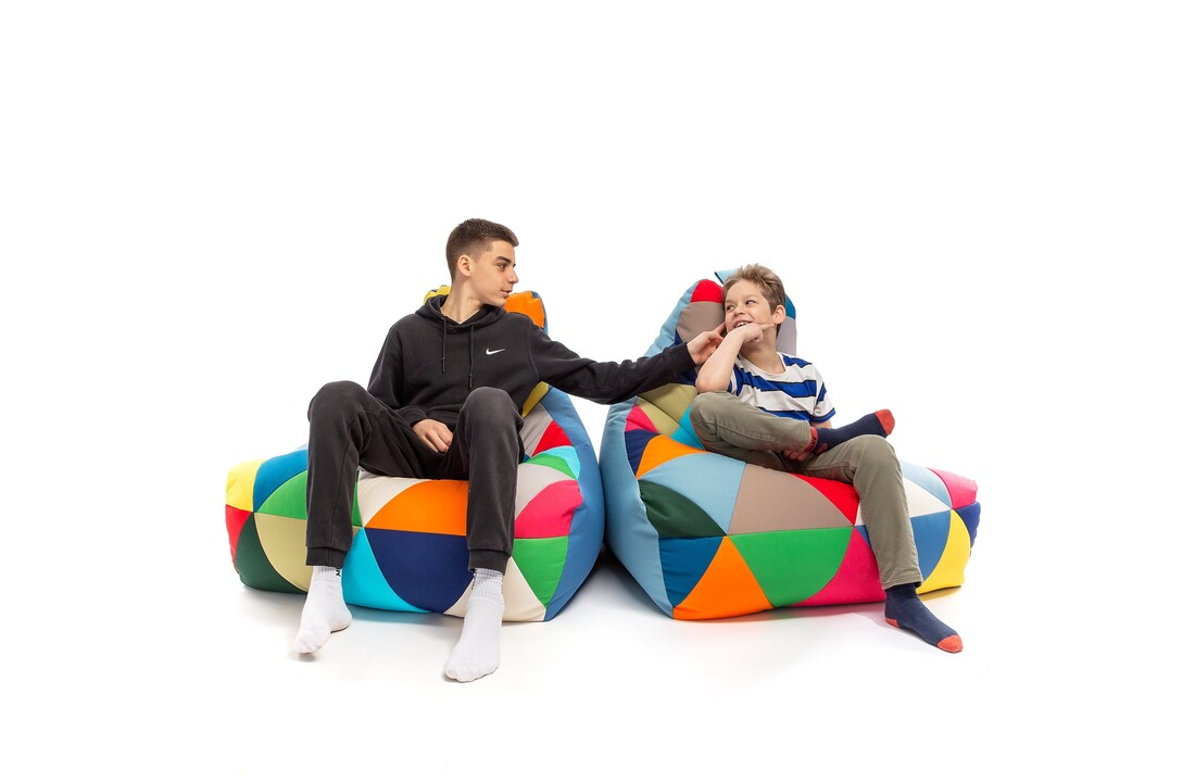 Patchwork zitzak outdoor - KEIKO - 100x80x85 cm - Multicolor/blauw