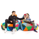 Patchwork zitzak outdoor - KEIKO - 100x80x85 cm - Multicolor/blauw