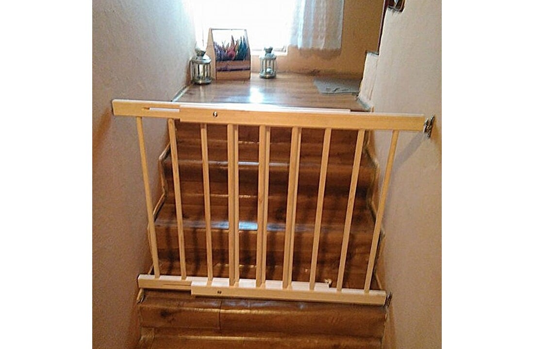 Babyhek bredere deuropening - Verstelbaar 102-182 cm, Hout Naturel