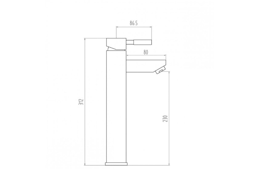 Hoge wastafelkraan mat zwart - 31cm RVS vrijstaand