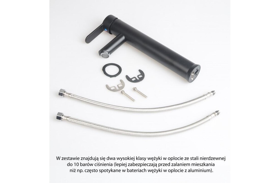 Zwarte wastafelkraan hoog - 31 cm RVS - Vrijstaand