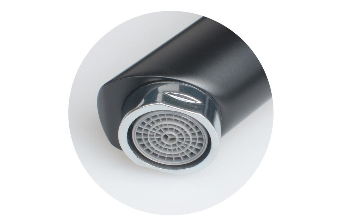 Badkamerkraan hoog zwart - 31cm RVS - Eéngreeps