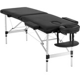 Aluminium massagetafel - inklapbaar, 185x70cm, zwart, 2 secties
