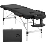 Aluminium massagetafel - inklapbaar, 185x70cm, zwart, 2 secties
