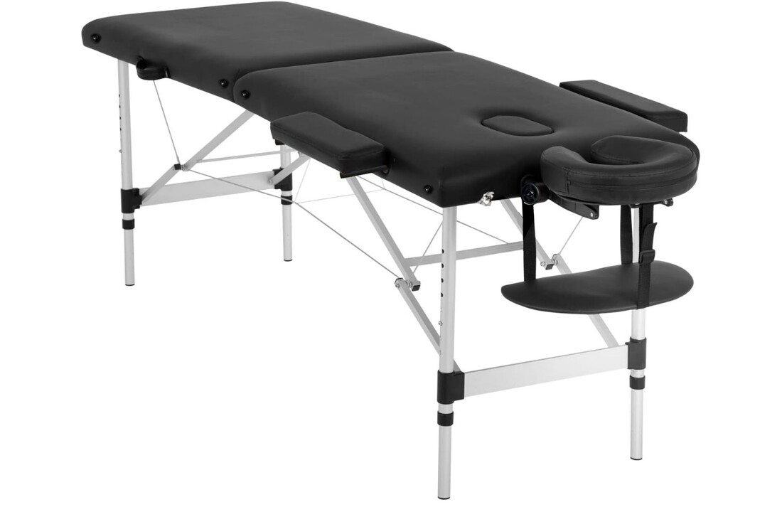 Draagbare massagetafel - 185x70 cm - Aluminium - Zwart