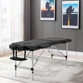 Draagbare massagetafel - 185x70 cm - Aluminium - Zwart