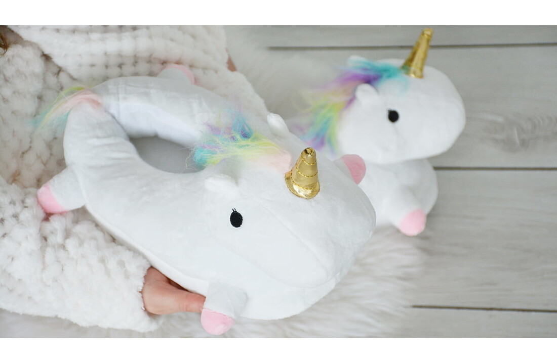 Eenhoorn Pantoffels Wit - Maat 36-41 - Microvezel & Antislip