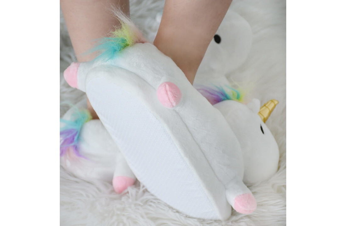 Pantoffels Regenboog Eenhoorn Wit Maten 36-41 Antislip Microvezel