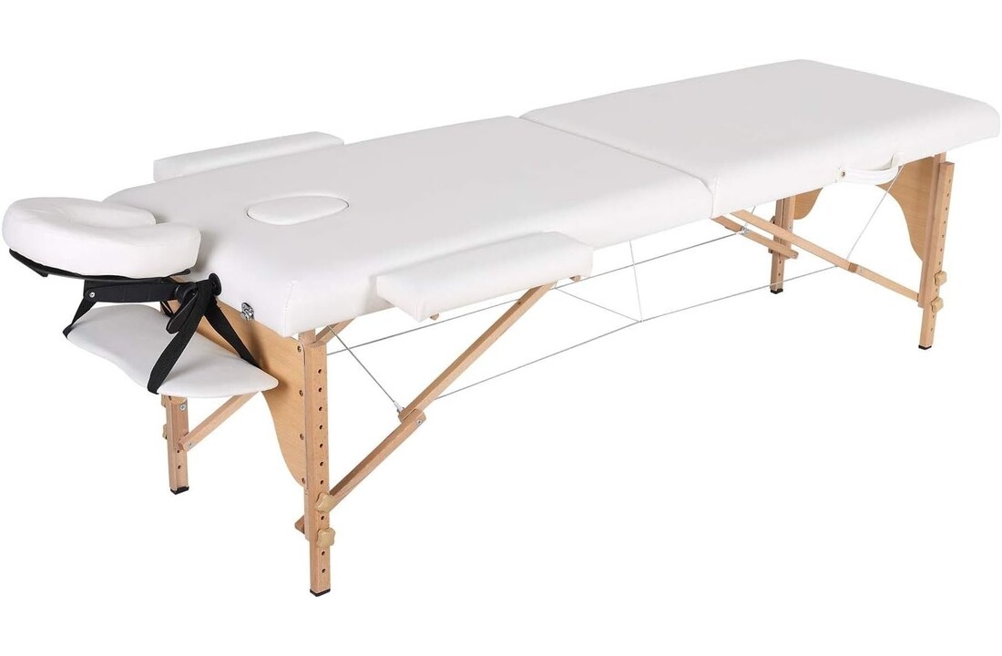 Massagetafel hout wit inklapbaar 185x70cm