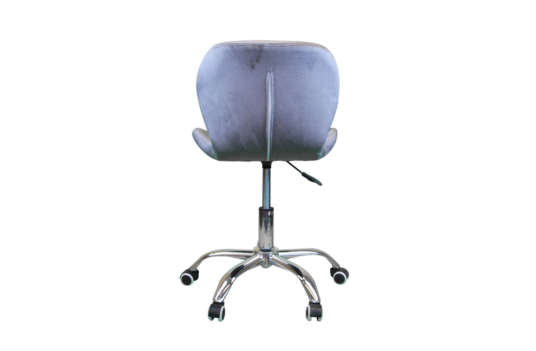 Grijze bureaustoel fluweel - In hoogte verstelbaar, 57cm breed, Chroom