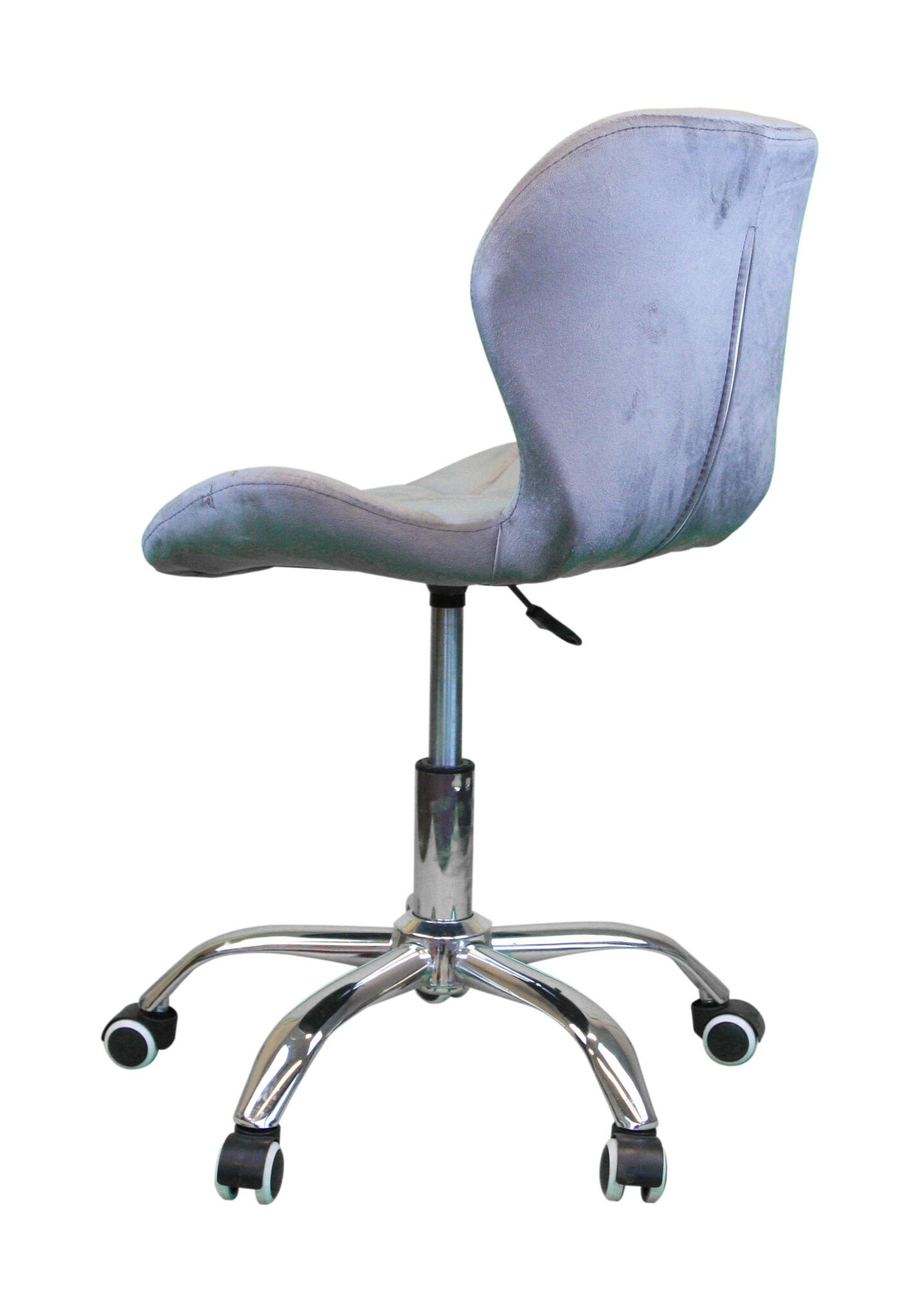 Grijze bureaustoel fluweel - In hoogte verstelbaar, 57cm breed, Chroom