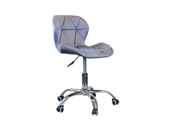 Grijze bureaustoel fluweel - In hoogte verstelbaar, 57cm breed, Chroom