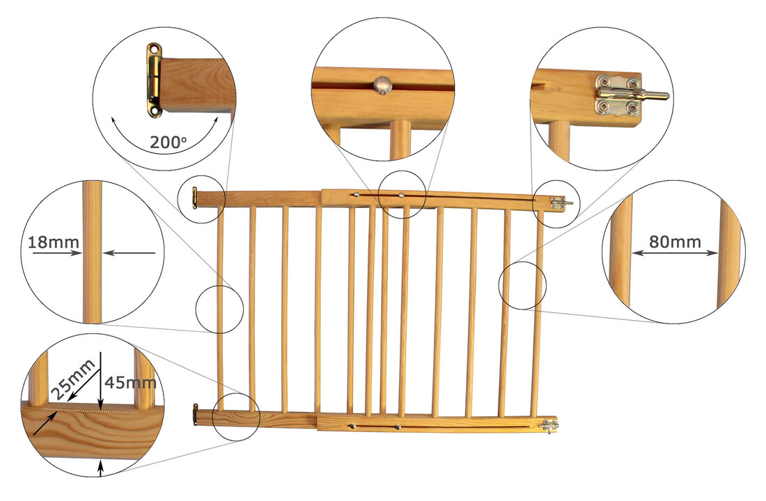 Houten traphek - 72-122 cm breed - Grenen naturel