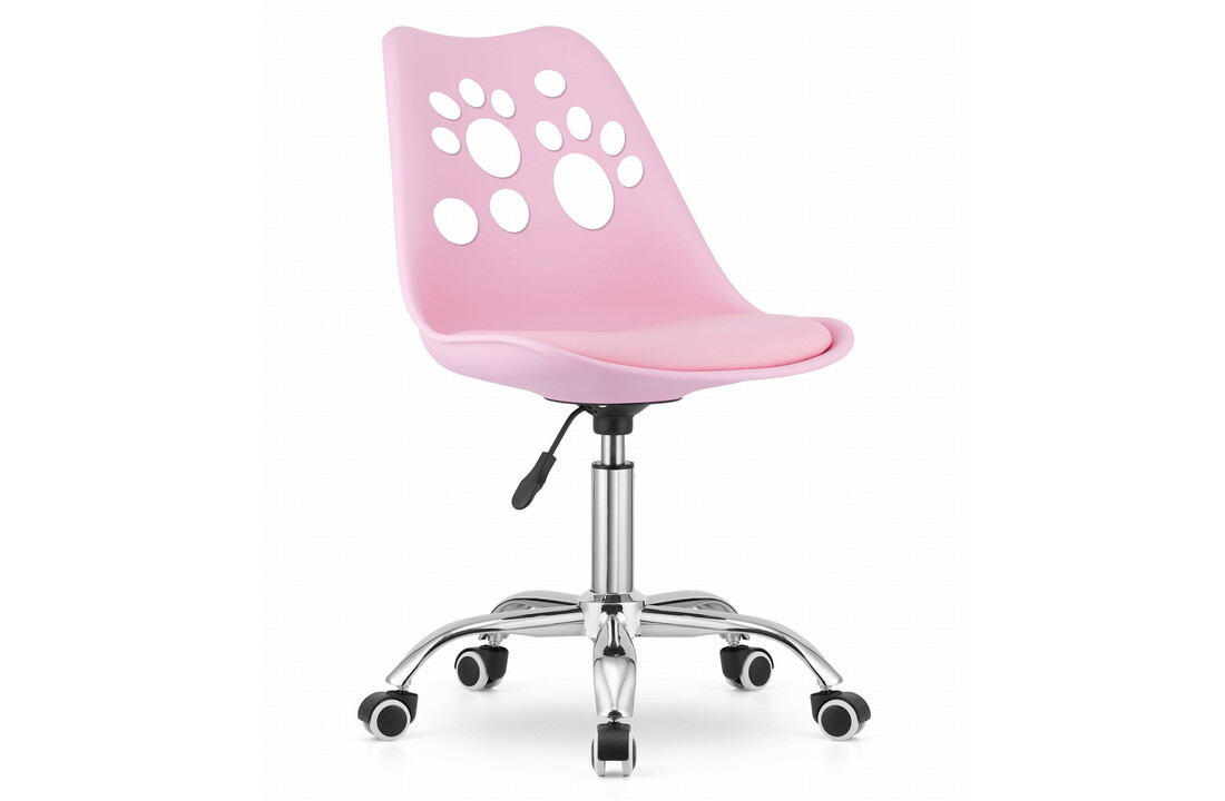 Bureaustoel kind pootjes roze eco-leer | 50x57x81,5-93,5cm