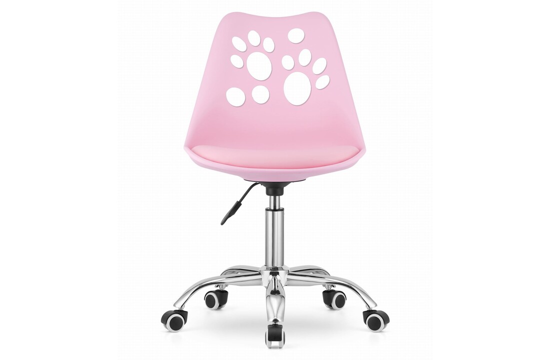 Bureaustoel kind pootjes roze eco-leer | 50x57x81,5-93,5cm
