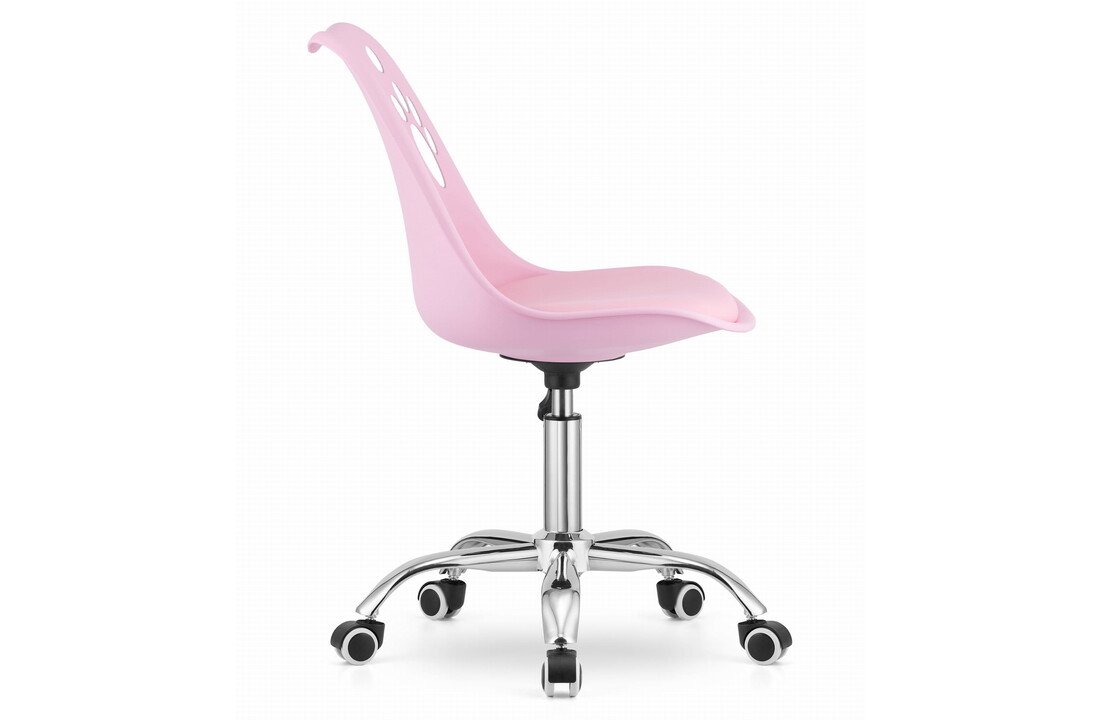Bureaustoel kind pootjes roze eco-leer | 50x57x81,5-93,5cm