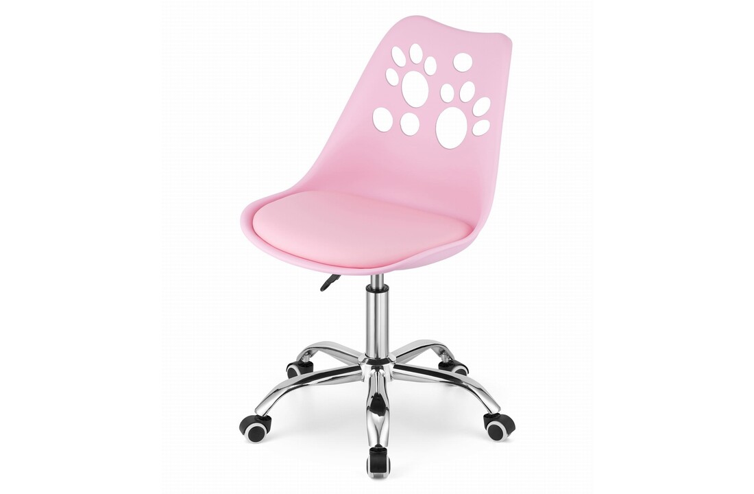 Bureaustoel kind pootjes roze eco-leer | 50x57x81,5-93,5cm