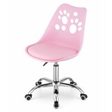 Bureaustoel kind pootjes roze eco-leer | 50x57x81,5-93,5cm